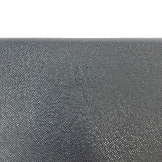 PRADA business bag leather Black GoldMetal business bag clutch bag Safiano logo Women Used Authentic