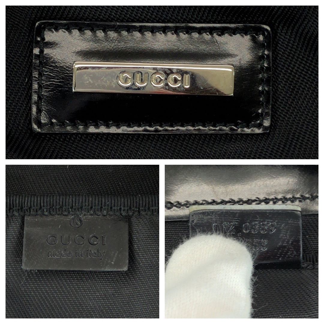 GUCCI Boston Duffel bag 012 0389 Nylon Black SilverMetal Boston Duffel bag Handbag Women Used Authentic