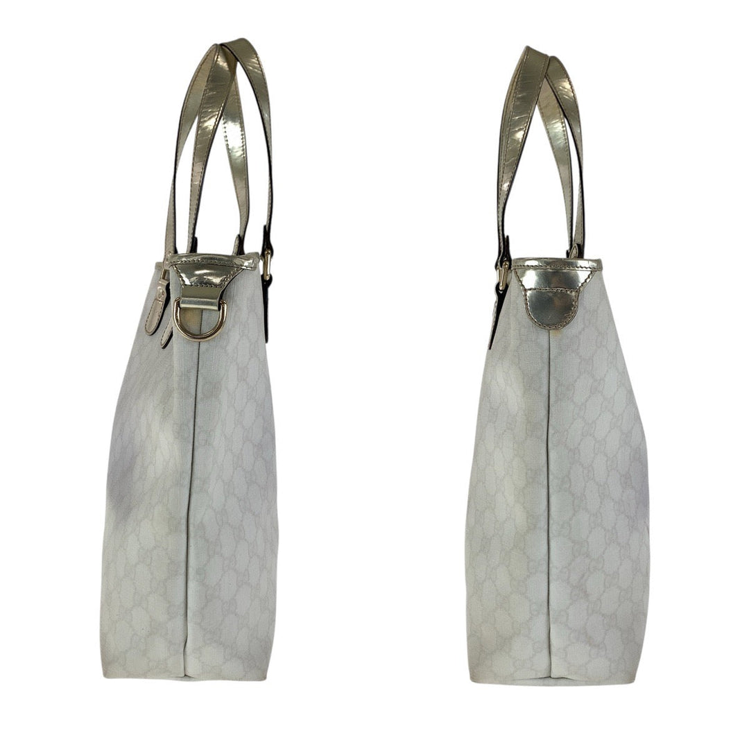 GUCCI Tote Bag 189896 GG Supreme canvas, enamel White gold Tote Bag Shoulder Bag Women Used Authentic