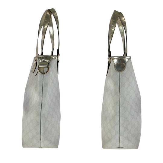 GUCCI Tote Bag 189896 GG Supreme canvas, enamel White gold Tote Bag Shoulder Bag Women Used Authentic