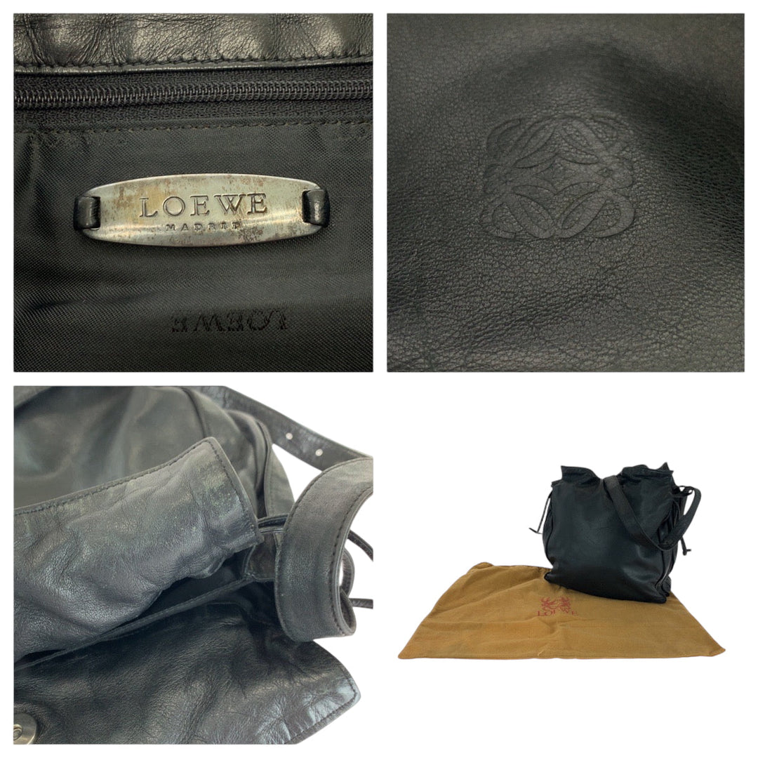 LOEWE Shoulder Bag leather black flamenco anagram