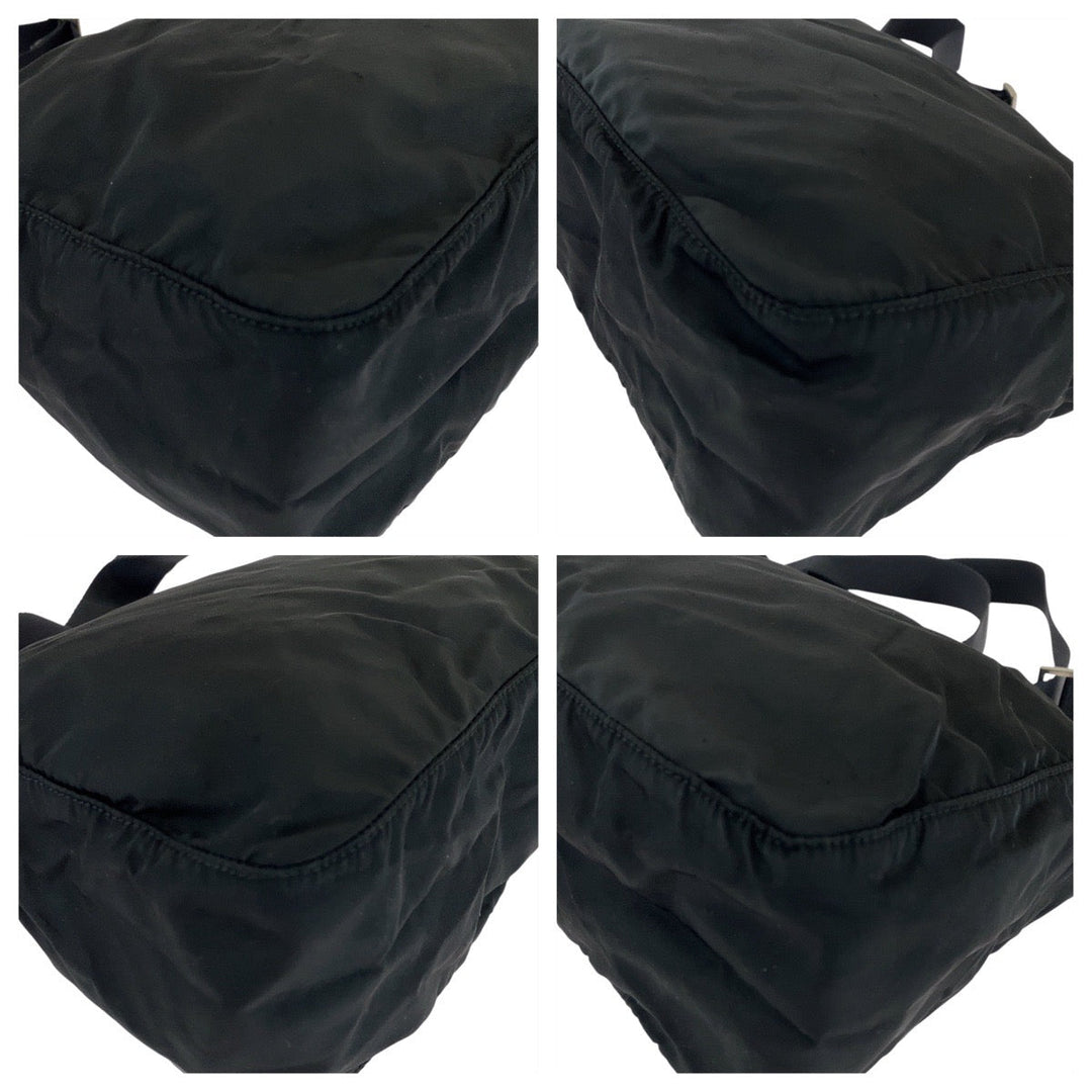 PRADA Shoulder Bag Nylon Black SilverMetal Test Triangle With logo