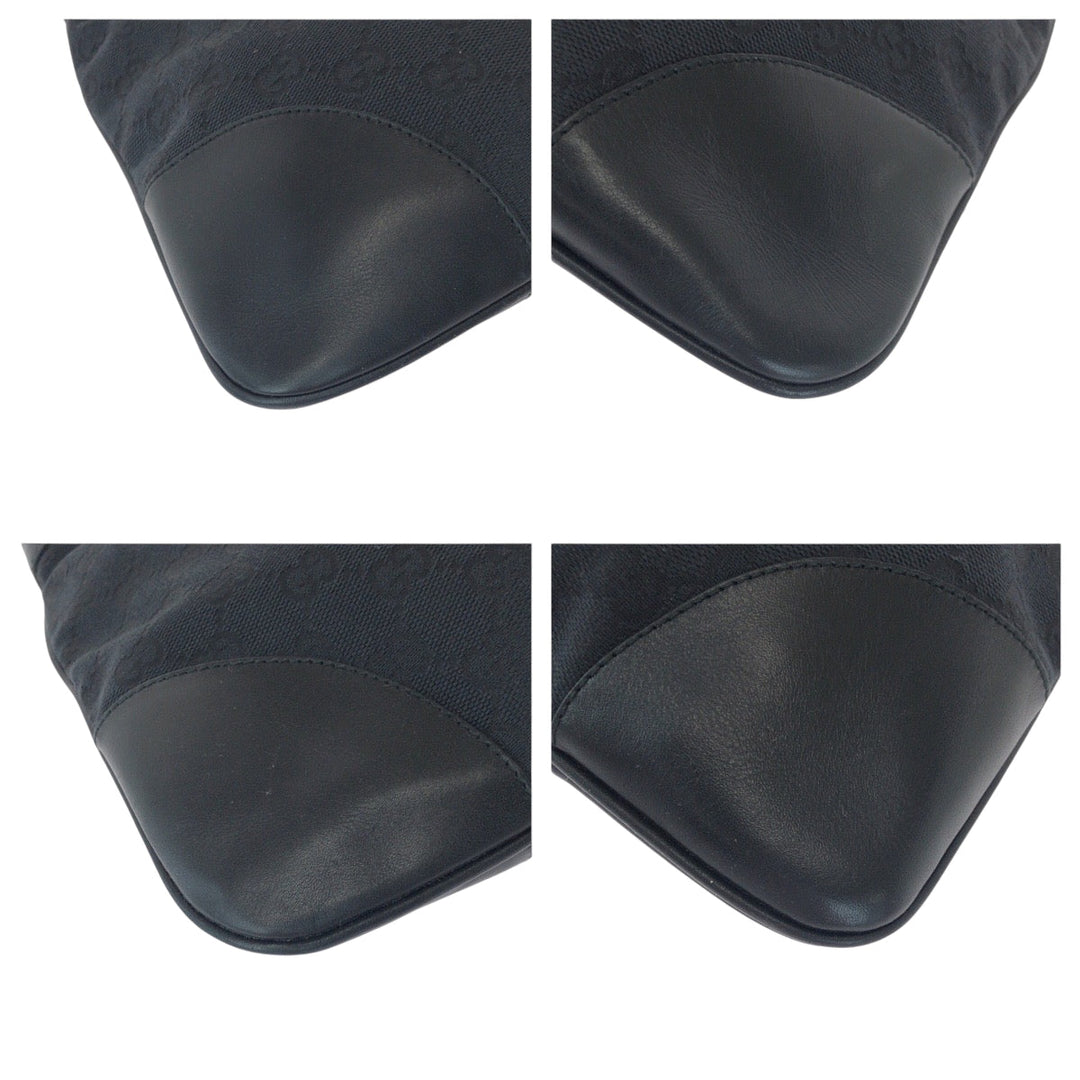 GUCCI Shoulder Bag 001 4075 GG canvas Black Black Beige SilverMetal Shoulder Bag handbag Jackie Women Used Authentic