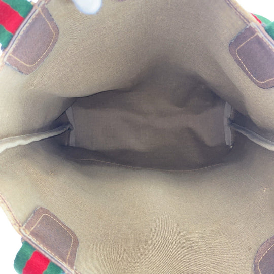 GUCCI Tote Bag 39 02 003 GG Supreme Canvas Beige Gold Metal Old Gucci Shelly Line