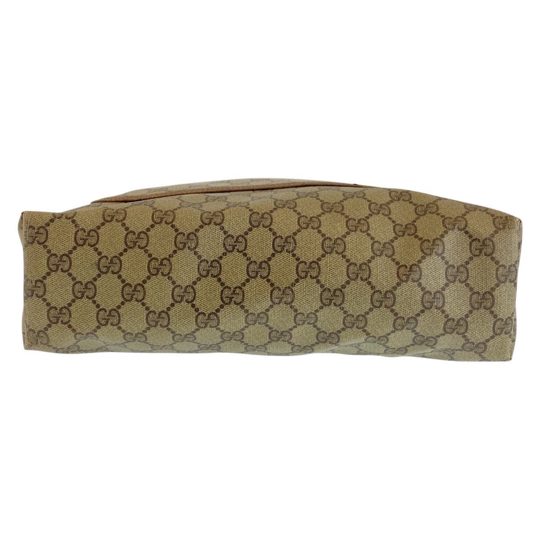 GUCCI Tote Bag 39 02 003 GG Supreme Canvas Beige Gold Metal Old Gucci Shelly Line