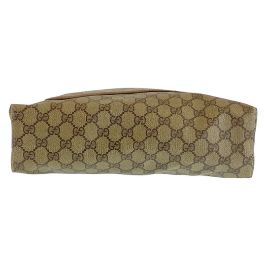 GUCCI Tote Bag 39 02 003 GG Supreme Canvas Beige Gold Metal Old Gucci Shelly Line