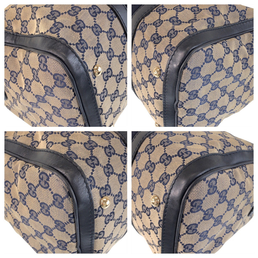 GUCCI Handbag 247205 GG canvas Navy Beige Gold Metal Sherry line
