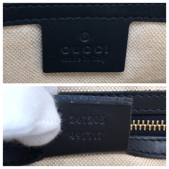 GUCCI Handbag 247205 GG canvas Navy Beige Gold Metal Sherry line
