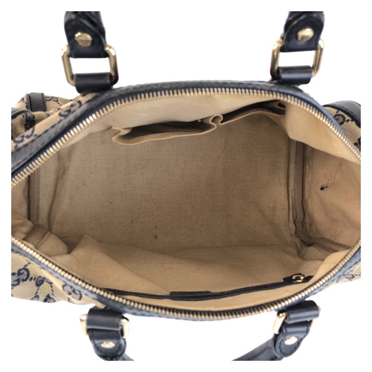 GUCCI Handbag 247205 GG canvas Navy Beige Gold Metal Sherry line