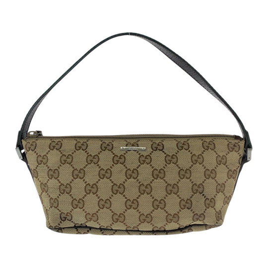 GUCCI Handbag 141809 GG canvas, leather Beige brown Handbag accessory pouch Sherry line Women Used Authentic