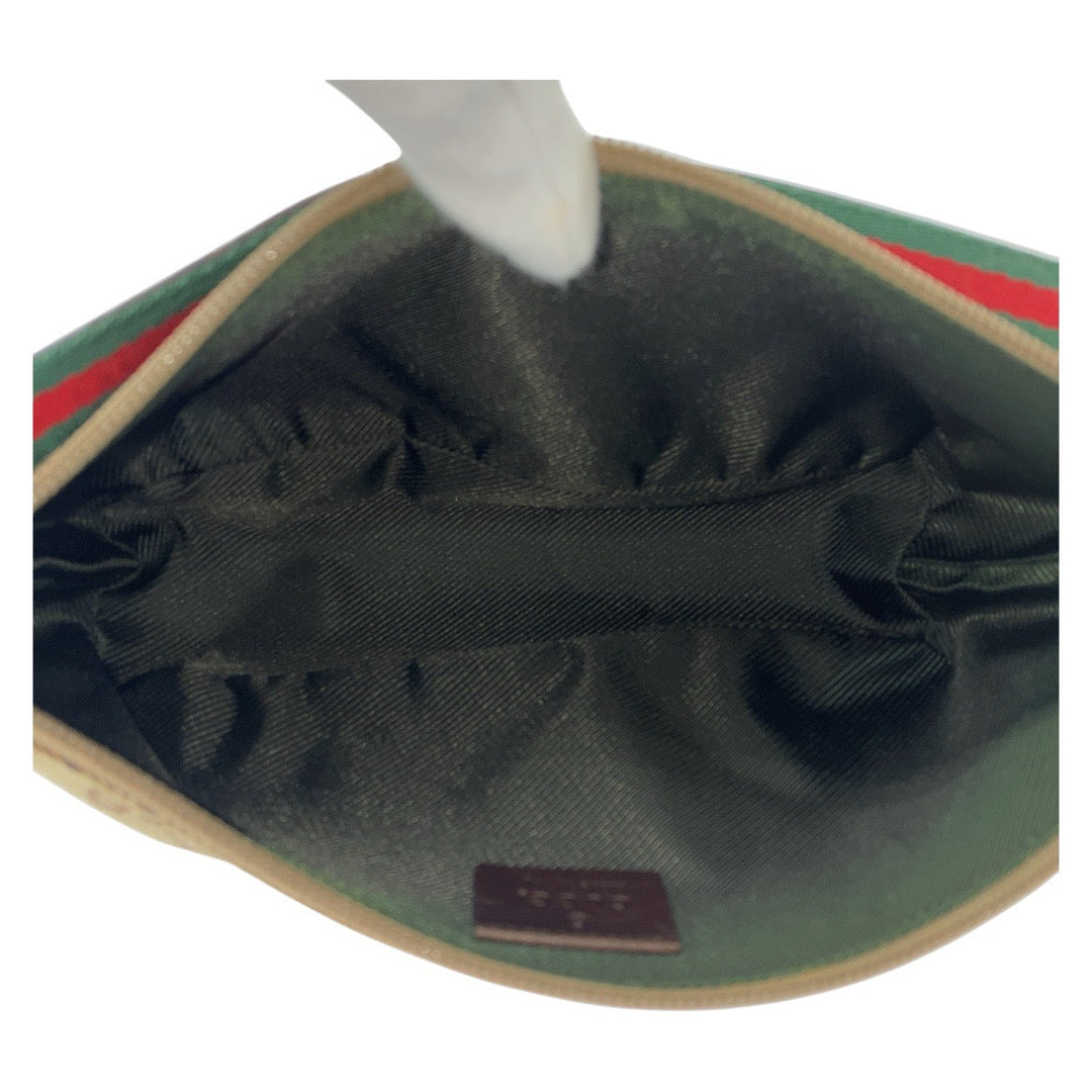GUCCI Handbag 141809 GG canvas, leather Beige brown Handbag accessory pouch Sherry line Women Used Authentic