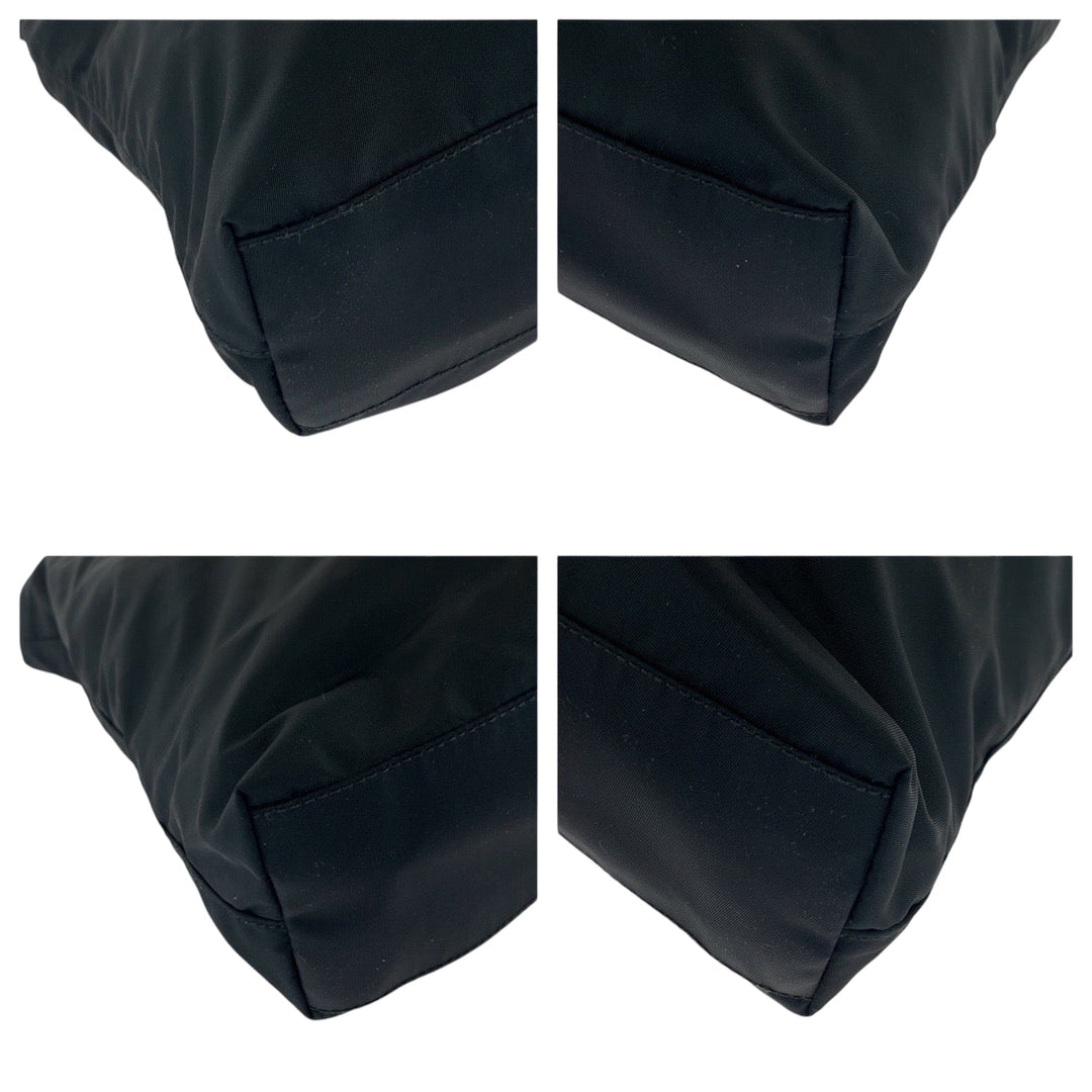 PRADA Tote Bag Nylon Black GoldMetal Test Triangle With logo studs
