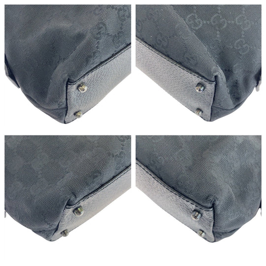 GUCCI Tote Bag 113009 GG canvas, leather Black SilverMetal Tote Bag handbag Women Used Authentic