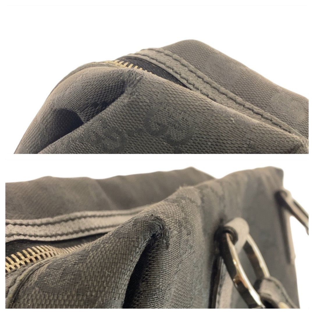 GUCCI Tote Bag 113009 GG canvas, leather Black SilverMetal Tote Bag handbag Women Used Authentic