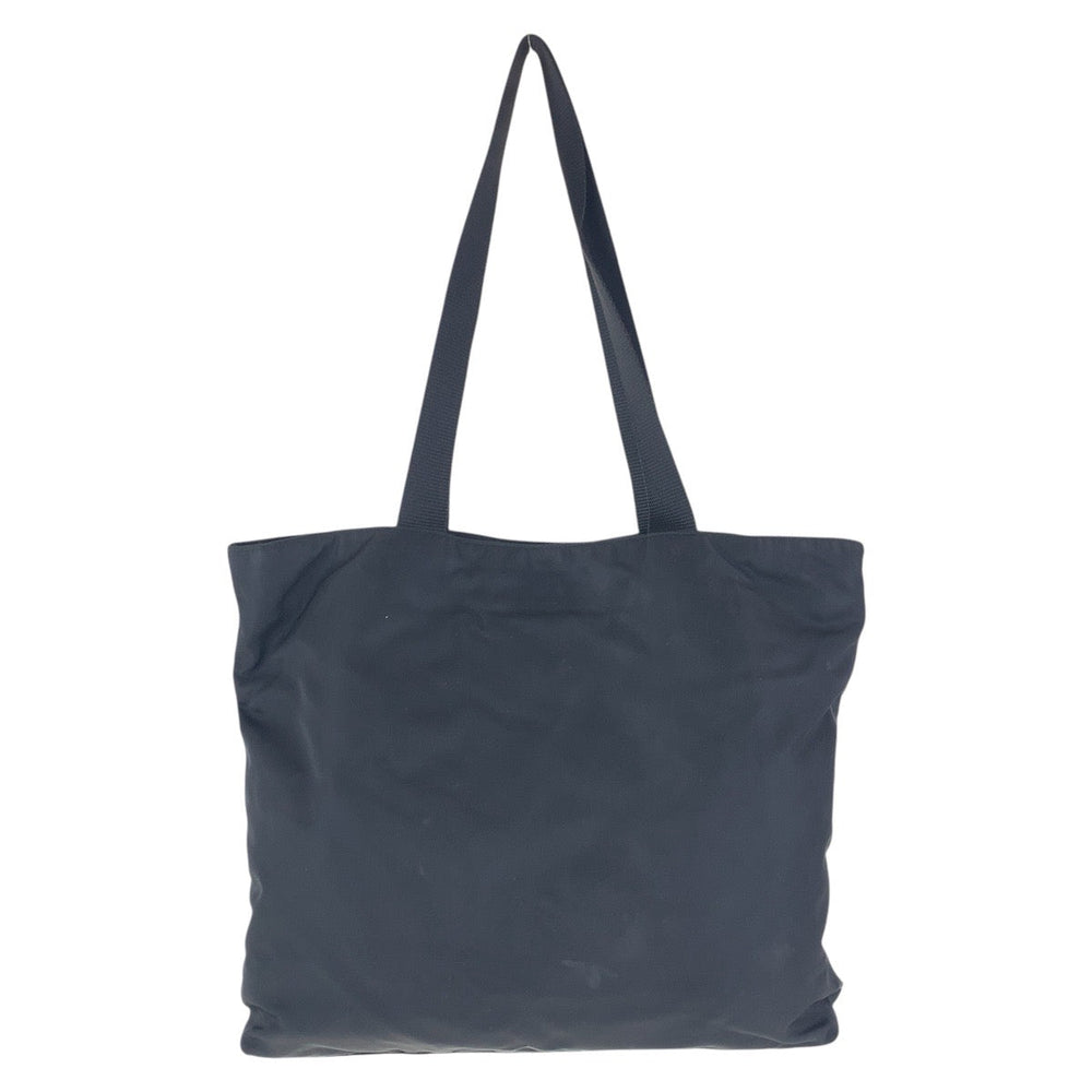 PRADA Tote Bag Nylon Black SilverMetal Tote Bag Shoulder Bag Test Triangle With logo Women Used Authentic