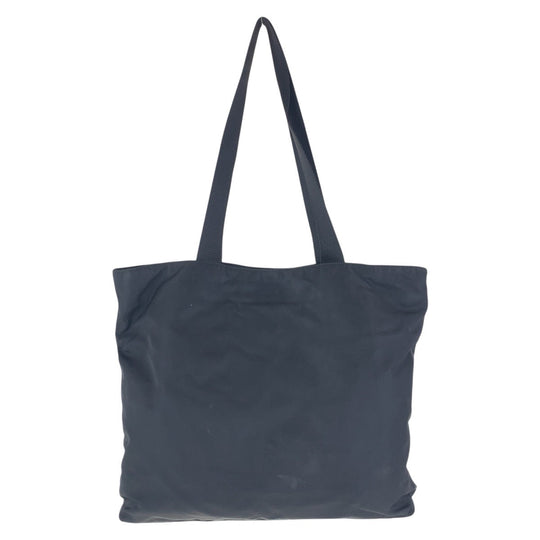 PRADA Tote Bag Nylon Black SilverMetal Tote Bag Shoulder Bag Test Triangle With logo Women Used Authentic