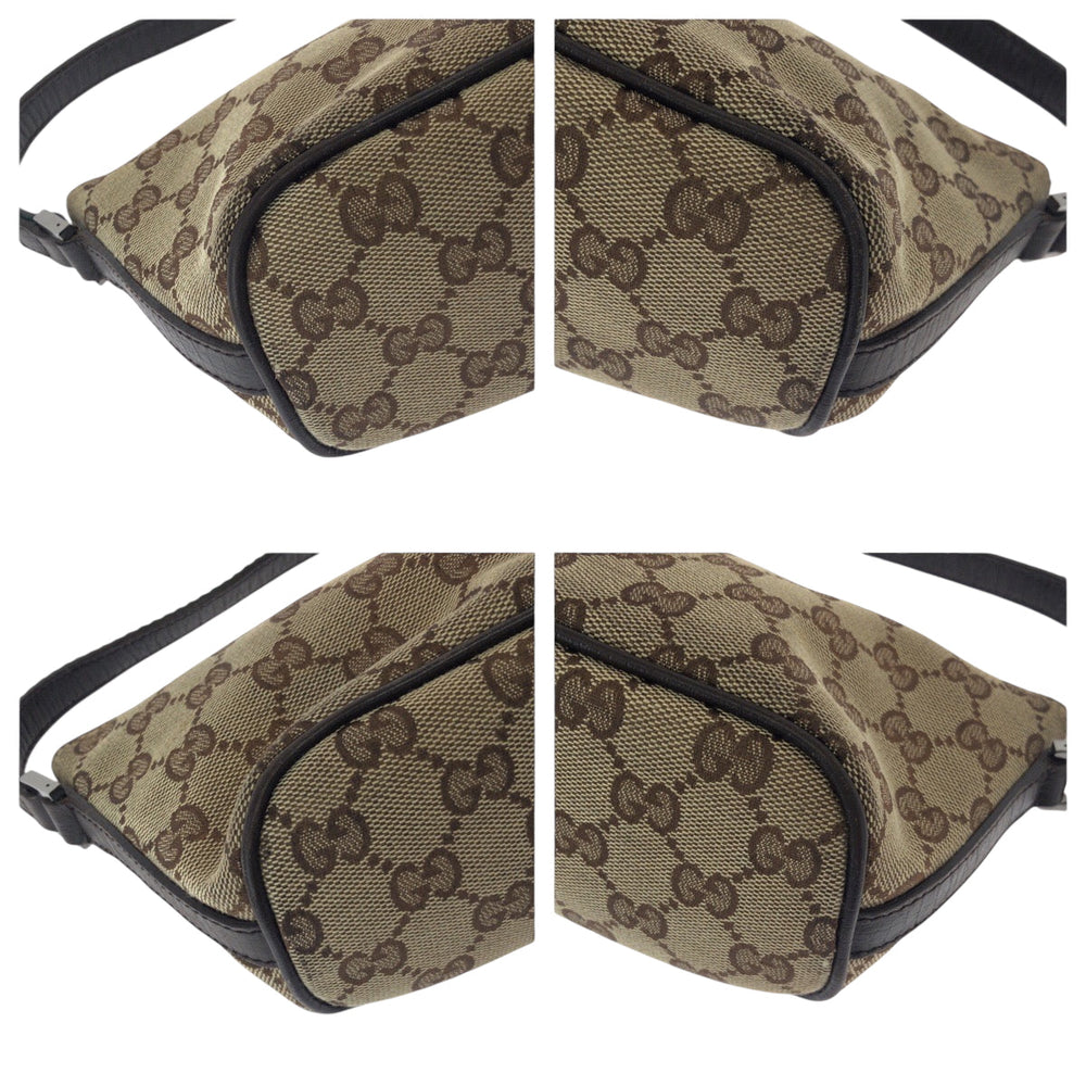 GUCCI Handbag 141309 GG canvas Beige Brown SilverMetal Handbag accessory pouch Sherry line Women Used Authentic
