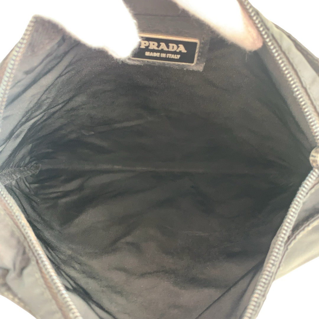 PRADA Shoulder Bag Nylon Black SilverMetal Shoulder Bag Messenger bag Test Triangle With logo Women Used Authentic