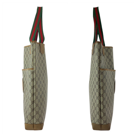 GUCCI Tote Bag 002 067 0054 GG Supreme Canvas Beige brown Sherry Line Old Gucci