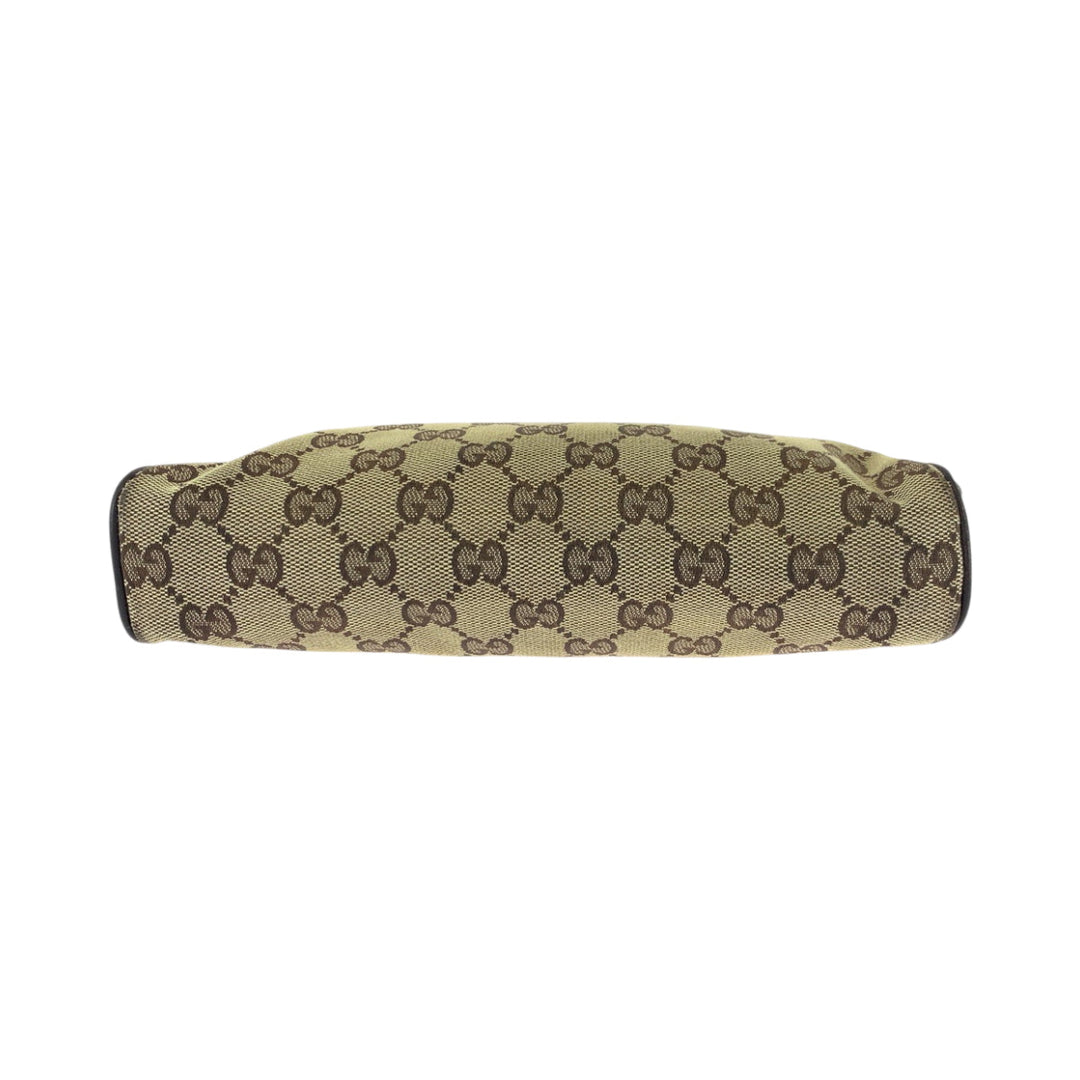 GUCCI Handbag 145750 GG canvas Beige Brown Gold Metal Handbag accessory pouch Women Used Authentic