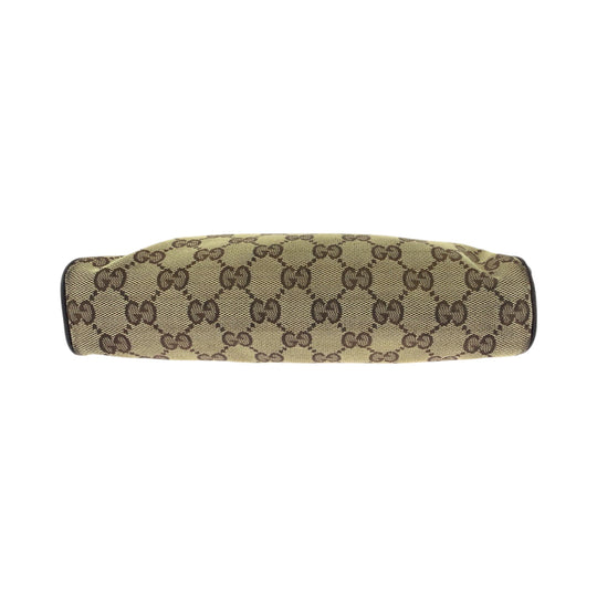 GUCCI Handbag 145750 GG canvas Beige Brown Gold Metal Handbag accessory pouch Women Used Authentic