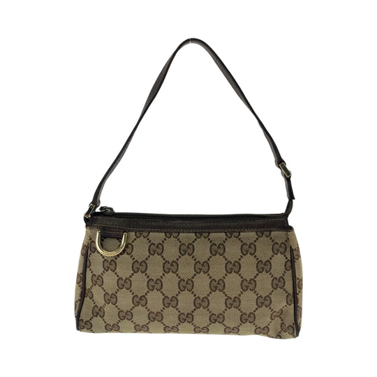 GUCCI Handbag 145750 GG canvas Beige Brown Gold Metal Handbag accessory pouch Women Used Authentic
