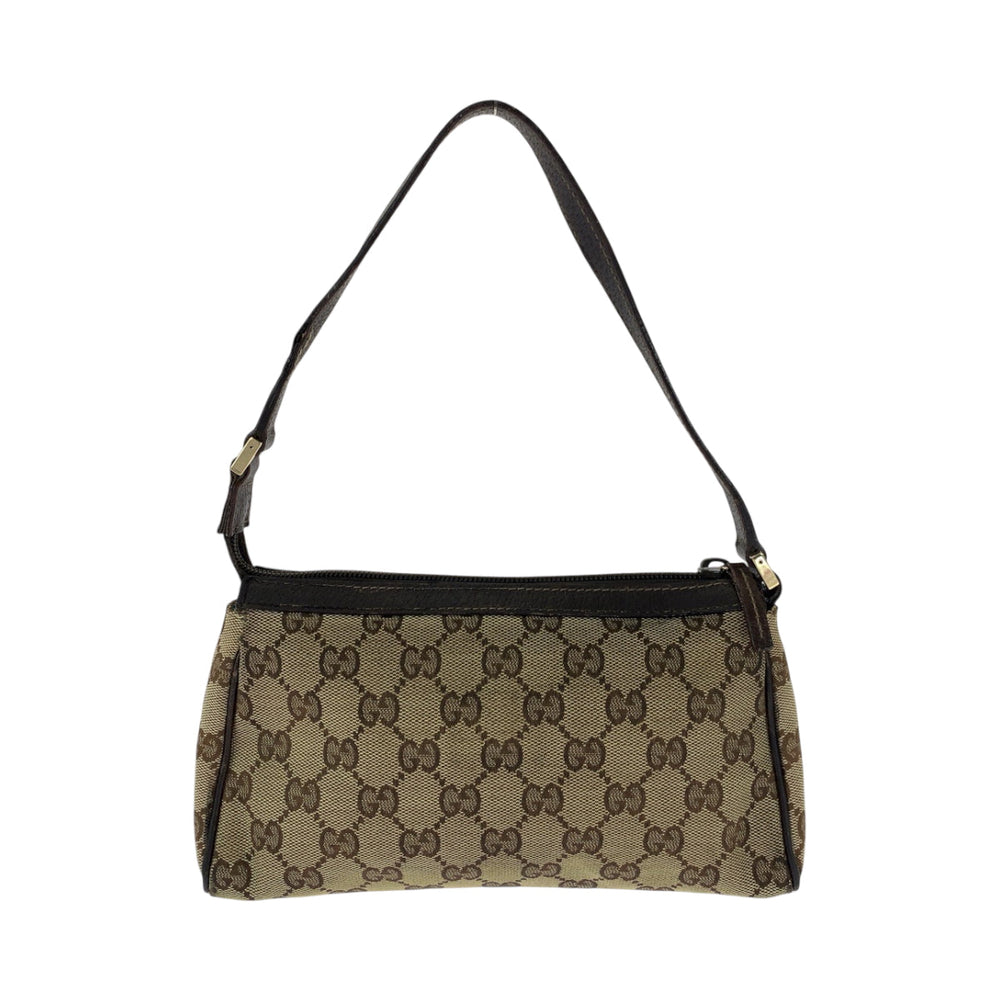 GUCCI Handbag 145750 GG canvas Beige Brown Gold Metal Handbag accessory pouch Women Used Authentic