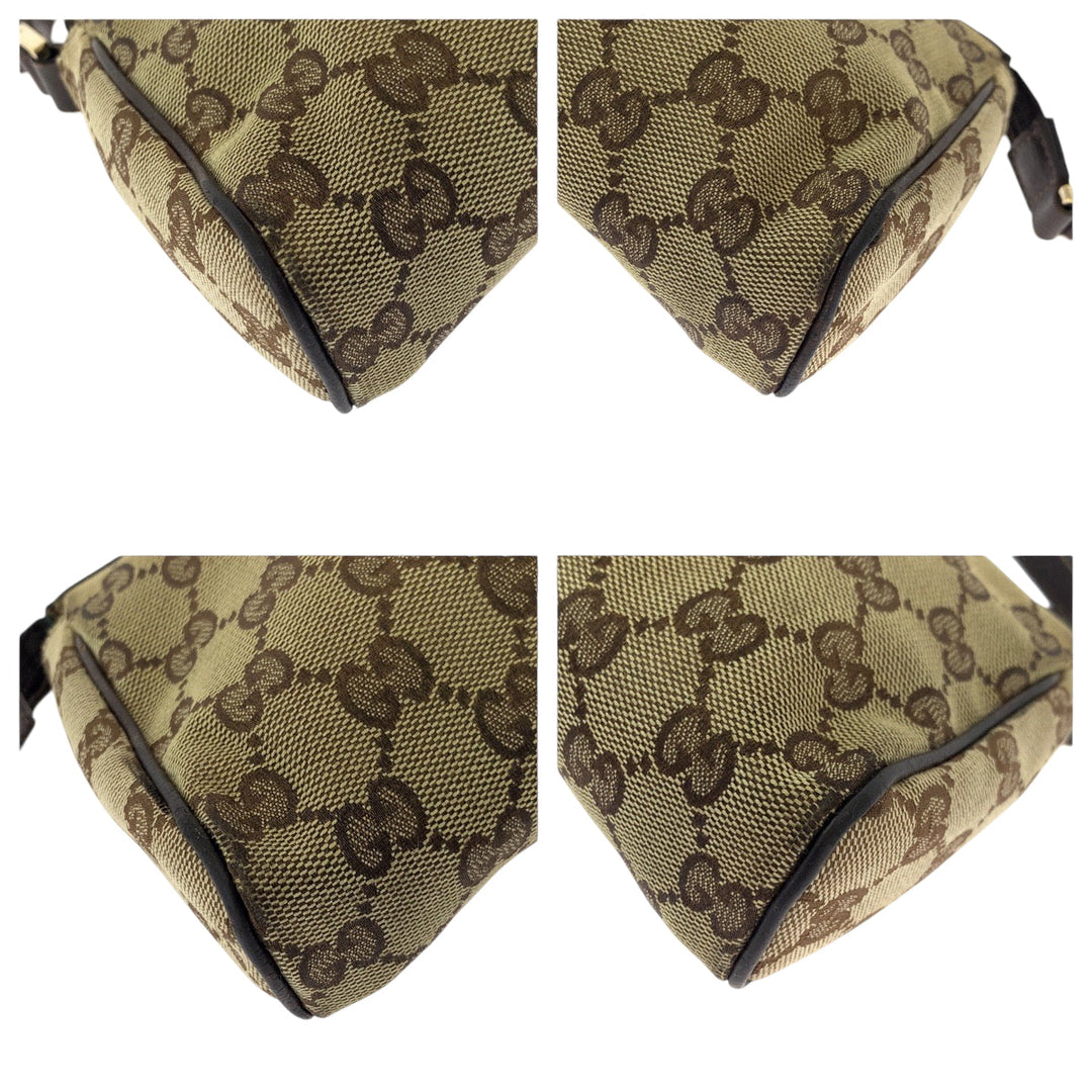GUCCI Handbag 145750 GG canvas Beige Brown Gold Metal Handbag accessory pouch Women Used Authentic