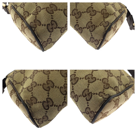 GUCCI Handbag 145750 GG canvas Beige Brown Gold Metal Handbag accessory pouch Women Used Authentic