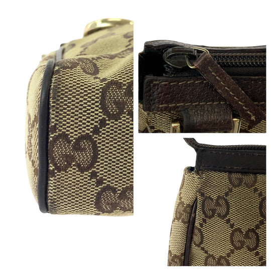 GUCCI Handbag 145750 GG canvas Beige Brown Gold Metal Handbag accessory pouch Women Used Authentic