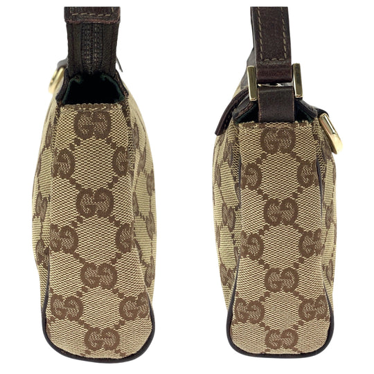 GUCCI Handbag 145750 GG canvas Beige Brown Gold Metal Handbag accessory pouch Women Used Authentic