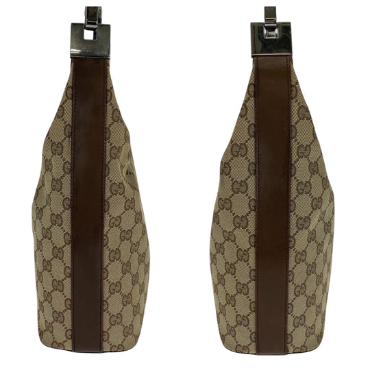 GUCCI Shoulder Bag 001 3814 GG canvas Beige Brown SilverMetal Hobo Shoulder Bag Women Used Authentic