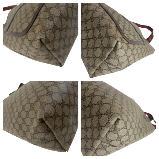GUCCI Tote Bag 39 02 003 GG Supreme canvas, leather Brown Tote Bag Shoulder Bag Old Gucci Shelly Line Interlocking Women Used Authentic