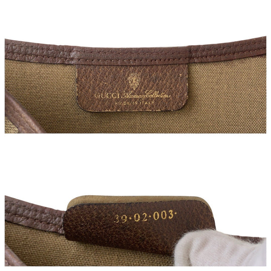 GUCCI Tote Bag 39 02 003 GG Supreme canvas, leather Brown Tote Bag Shoulder Bag Old Gucci Shelly Line Interlocking Women Used Authentic