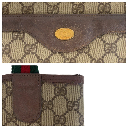 GUCCI Tote Bag 39 02 003 GG Supreme canvas, leather Brown Tote Bag Shoulder Bag Old Gucci Shelly Line Interlocking Women Used Authentic