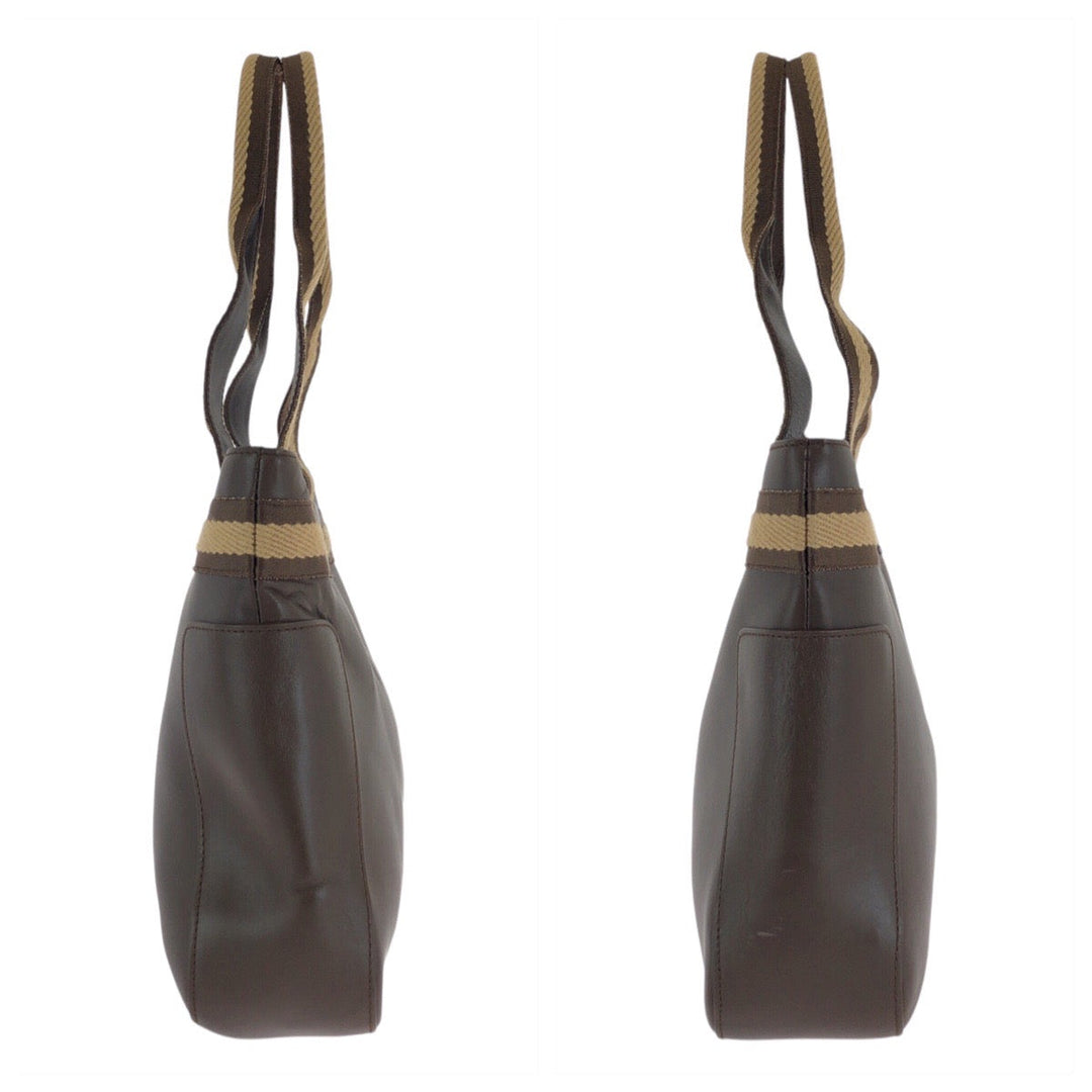 GUCCI Tote Bag 002 1135 leather Brown Tote Bag Shoulder Bag Sherry line Women Used Authentic