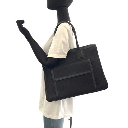 GUCCI Handbag 000 0854 GG canvas Black SilverMetal Handbag Shoulder Bag Women Used Authentic