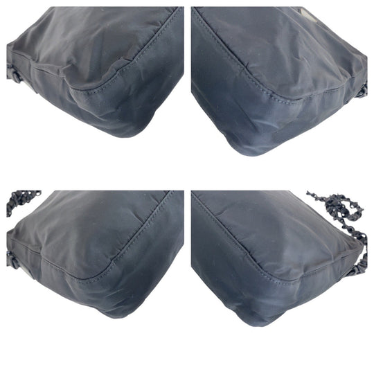 PRADA Shoulder Bag Nylon, Leather, Plastic black Test Triangle With logo Women Used Authentic