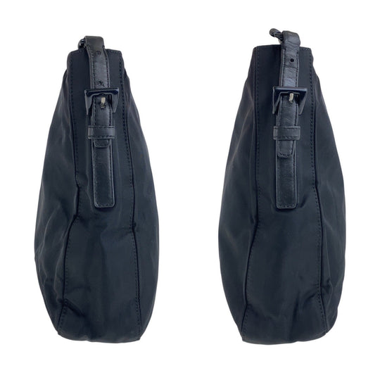 PRADA Shoulder Bag Nylon, Leather, Plastic black Test Triangle With logo Women Used Authentic