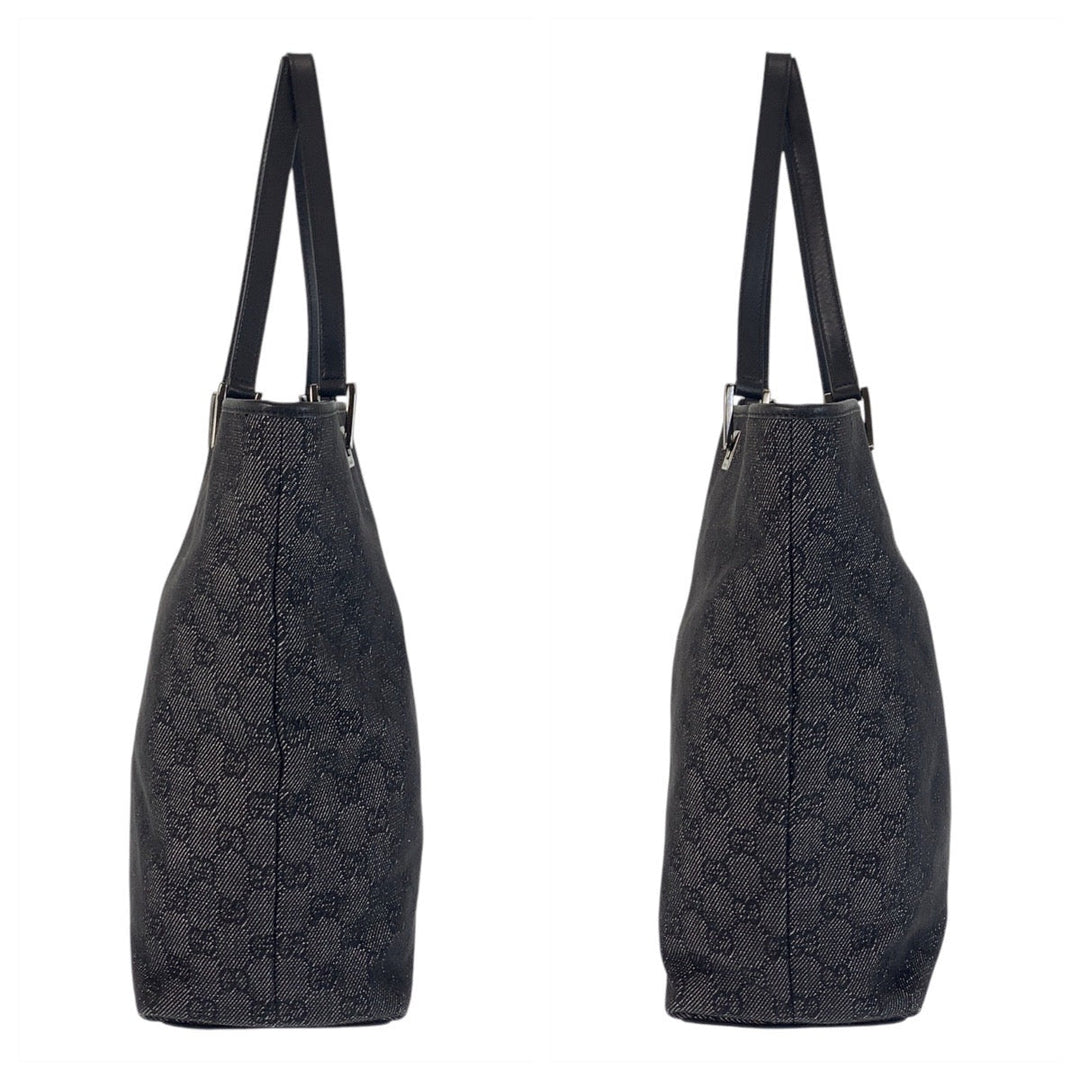 GUCCI Tote Bag 31243 GG canvas, leather black Tote Bag Shoulder Bag Women Used Authentic