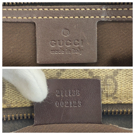 GUCCI Tote Bag 211138 GG Supreme canvas, leather beige Tote Bag Shoulder Bag Women Used Authentic