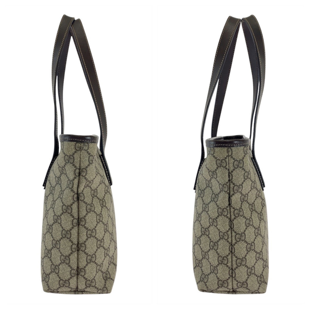 GUCCI Tote Bag 211138 GG Supreme canvas, leather beige Tote Bag Shoulder Bag Women Used Authentic
