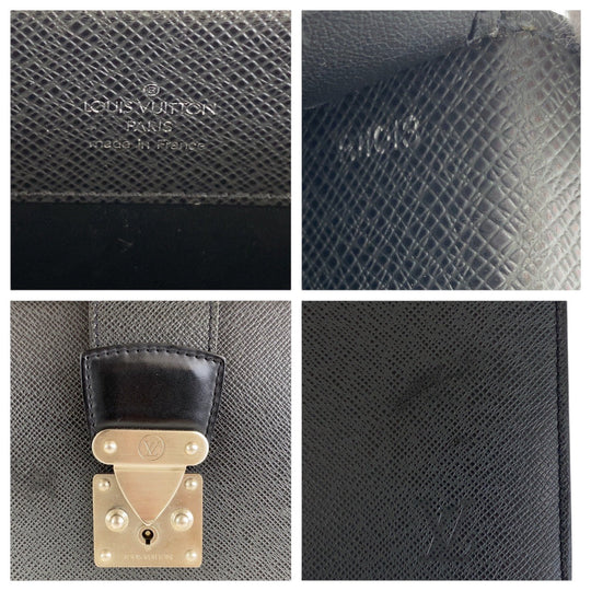 LOUIS VUITTON Business bag M30022 leather black Business bag briefcase Taiga Pilott case Ural mens Used Authentic