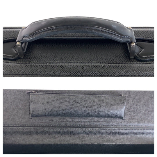 LOUIS VUITTON Business bag M30022 leather black Business bag briefcase Taiga Pilott case Ural mens Used Authentic