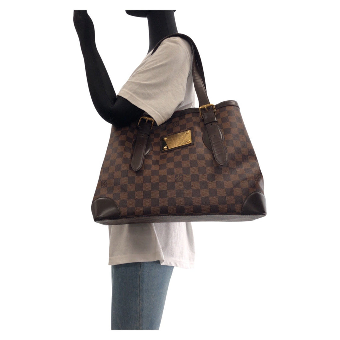 LOUIS VUITTON Tote Bag N51204 PVC, Leather Brown Tote Bag Shoulder Bag Damier Hamstead MM Women Used Authentic