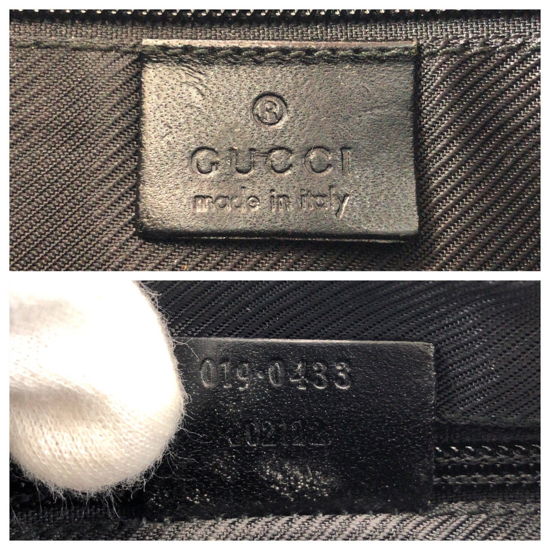 GUCCI Shoulder Bag 019 0433 GG canvas Beige Black Gold Metal Shoulder Bag pochette Women Used Authentic