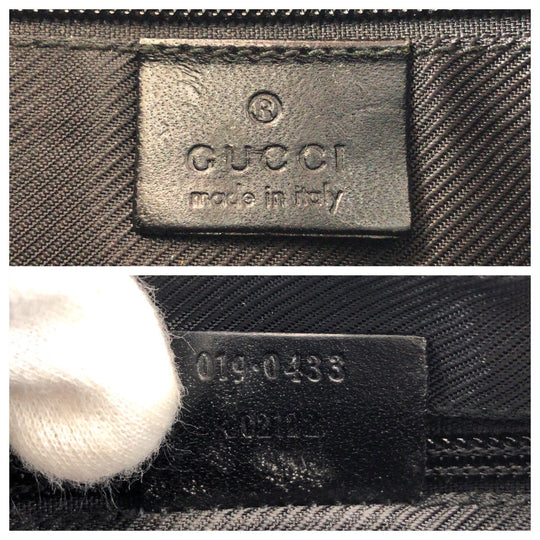 GUCCI Shoulder Bag 019 0433 GG canvas Beige Black Gold Metal Shoulder Bag pochette Women Used Authentic