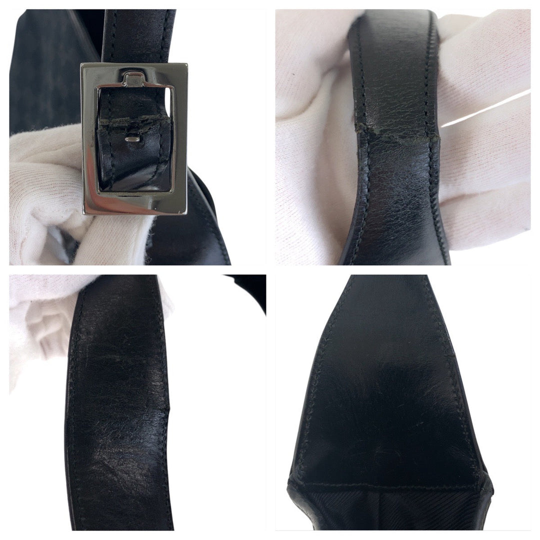 GUCCI Shoulder Bag 001 3306 GG canvas, leather black Jackie Women Used Authentic