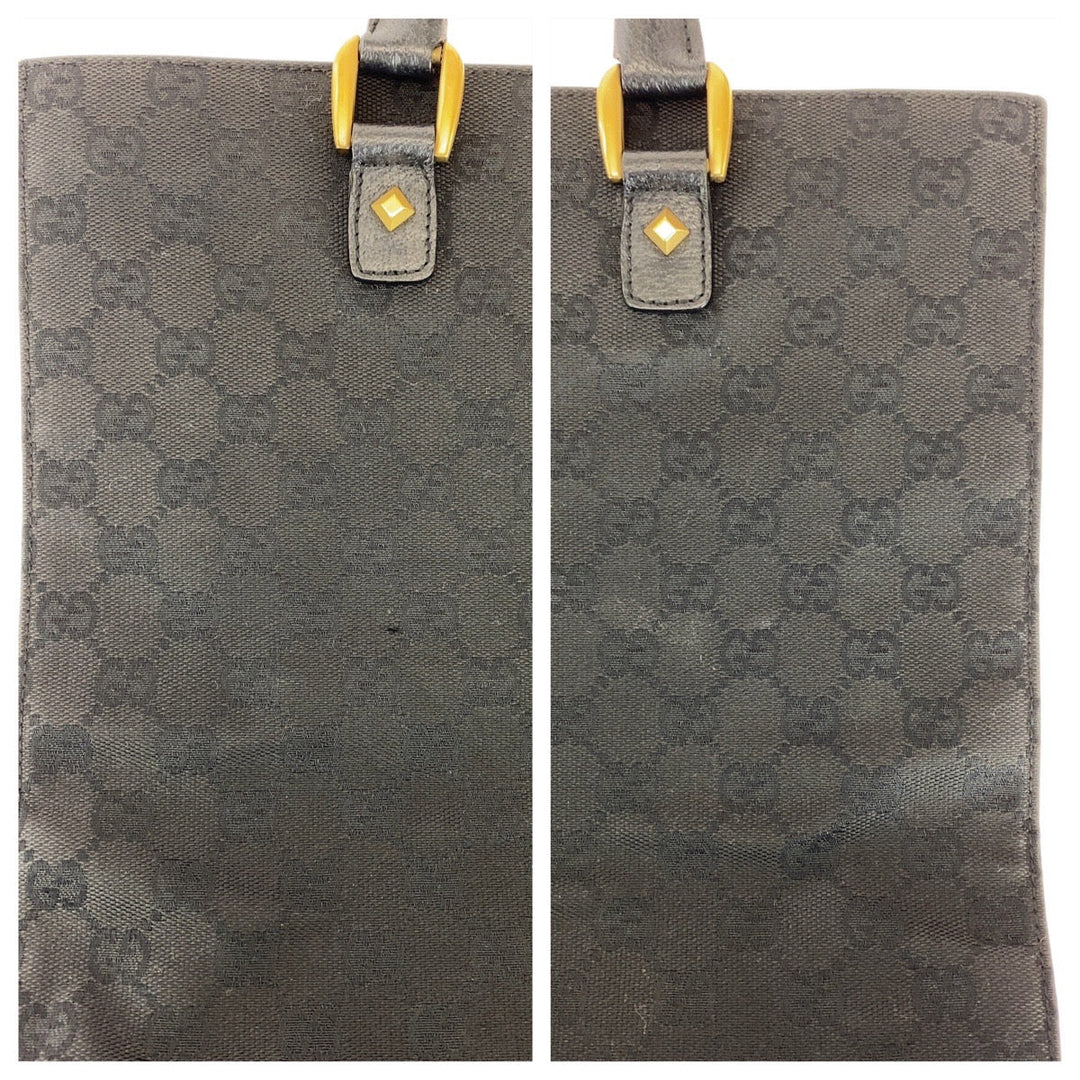 GUCCI Tote Bag 120898 GG canvas, leather black Tote Bag Shoulder Bag Studs Women Used Authentic