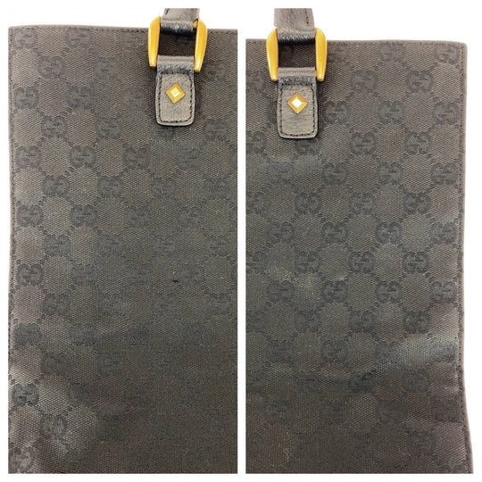 GUCCI Tote Bag 120898 GG canvas, leather black Tote Bag Shoulder Bag Studs Women Used Authentic